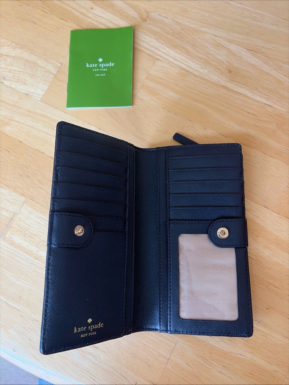 New Kate Spade Blue gingham Check Cameron Grove St long Wallet - Picture 4 of 5